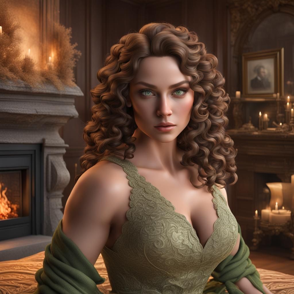 Hyperrealistic Curvy Woman in Bedroom, 8k