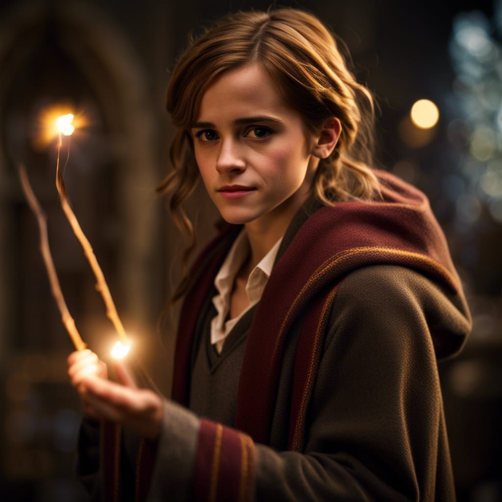 Hermione Granger Casting a Spell at Hogwarts
