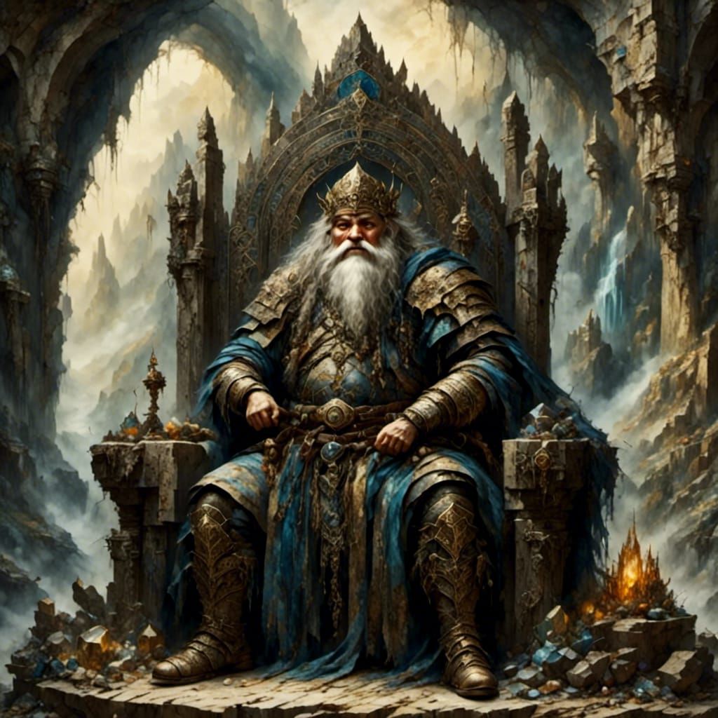 Armored Dwarf King on Gemstone Throne