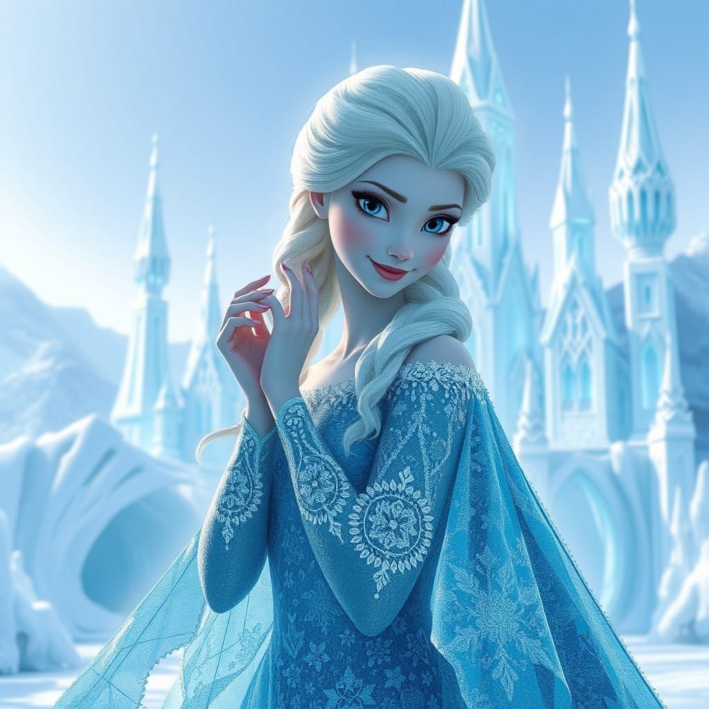 Regal Ice Queen Crafts Frosty Palace in Dreamy Winter Wonder...