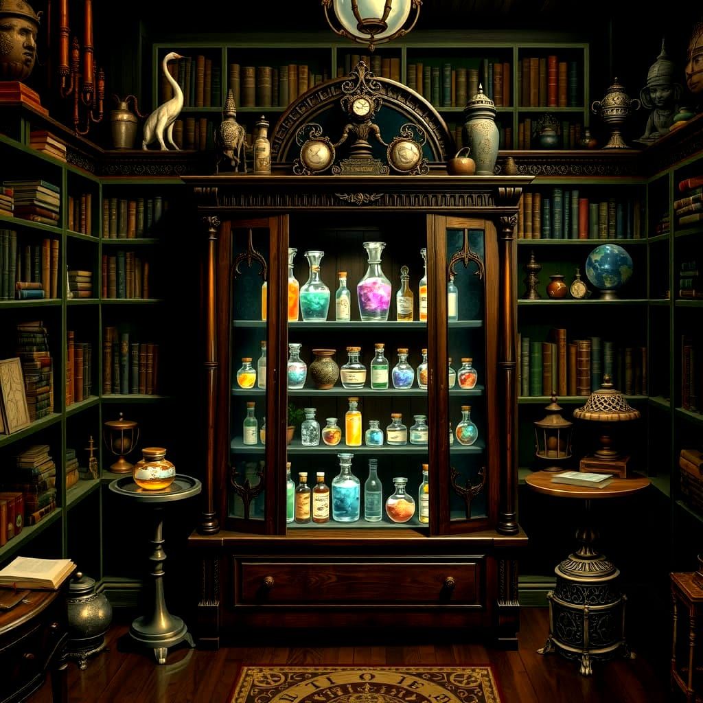 Mystical Elixir Collector in a Cinematic Still