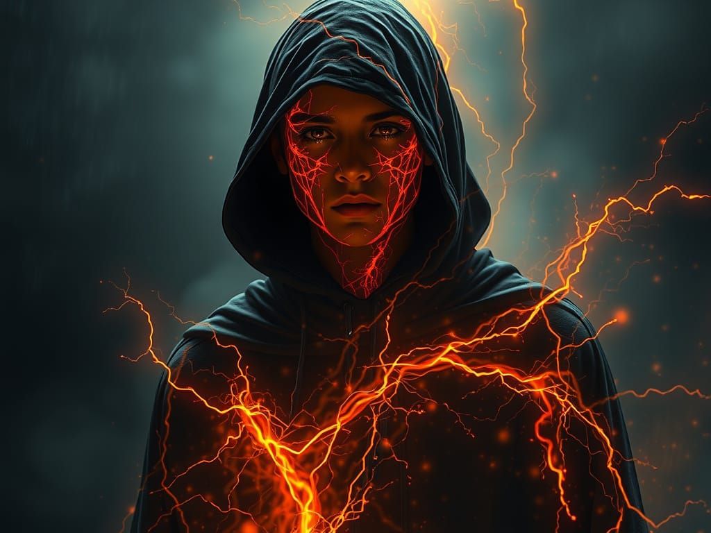 Mystical Figure Shrouded in Darkness: Golden Age Illustratio...