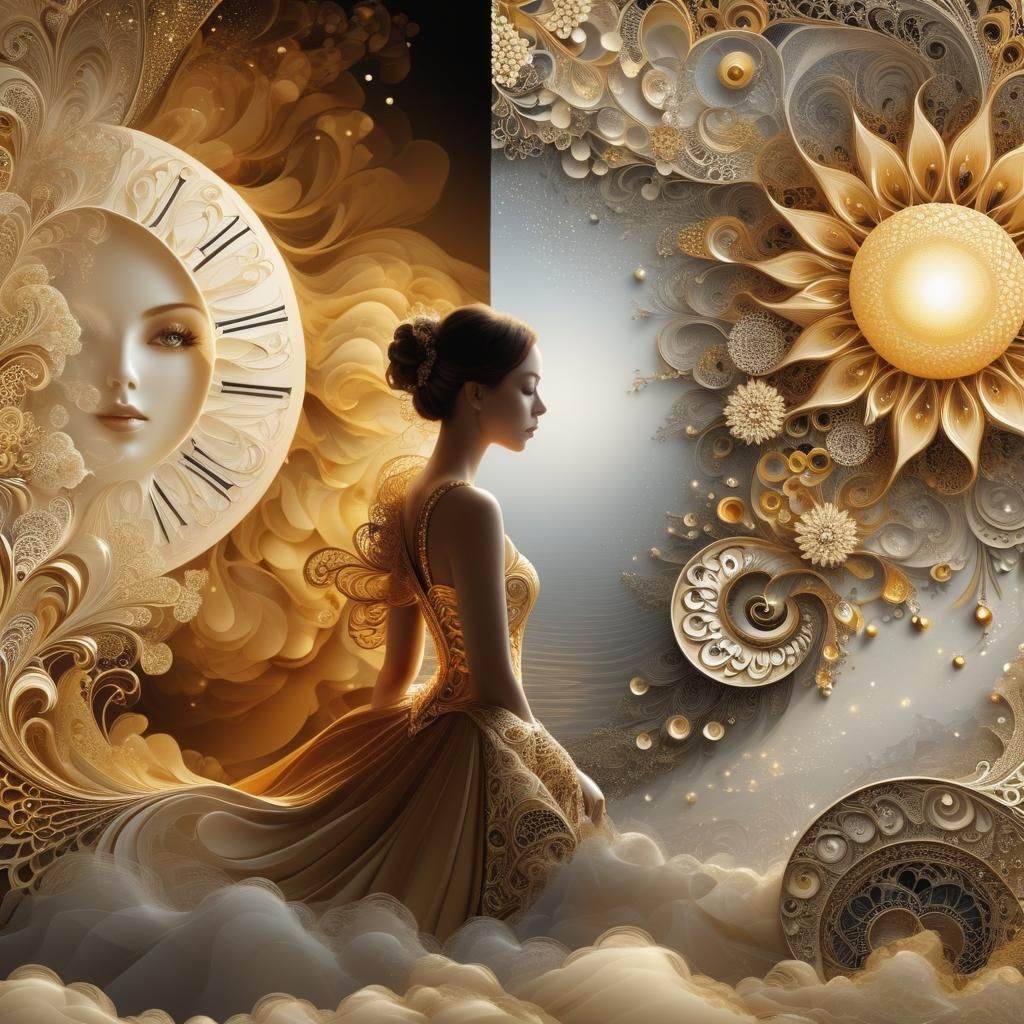 Sunset River Scene in Zentangle Foam Art Style