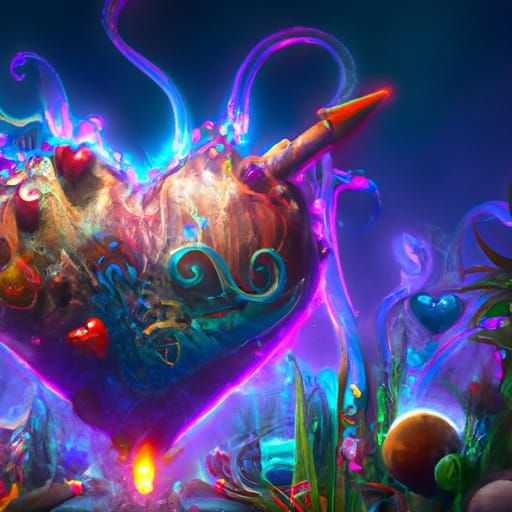 Realistic Heart Emoji in Dark Fantasy Style