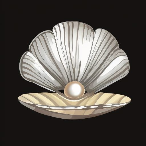Pearl Clam Shell in Renaissance Oil Painting Style