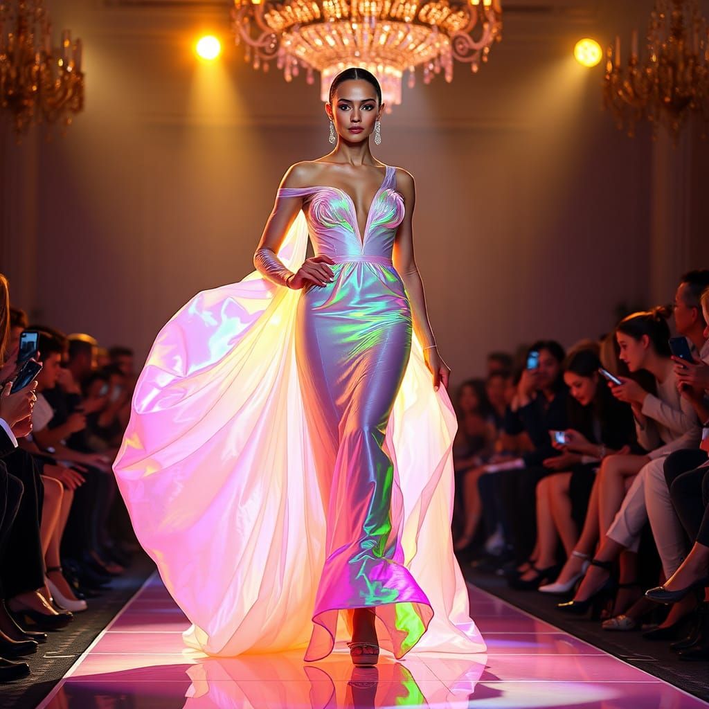 Fluorescent Gown Catwalk Showstopper