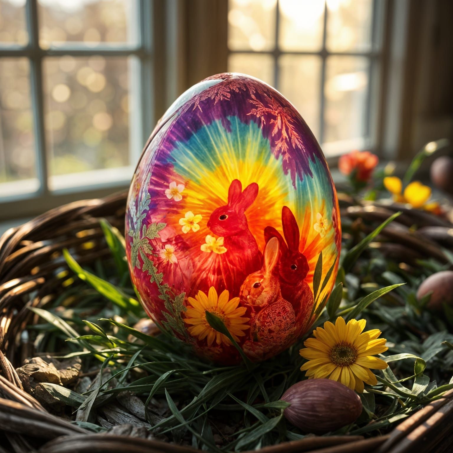 Tie dye glass Easter egg
