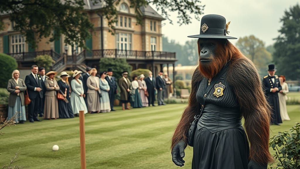 Victorian Bigfoot Infiltrates Croquet Game