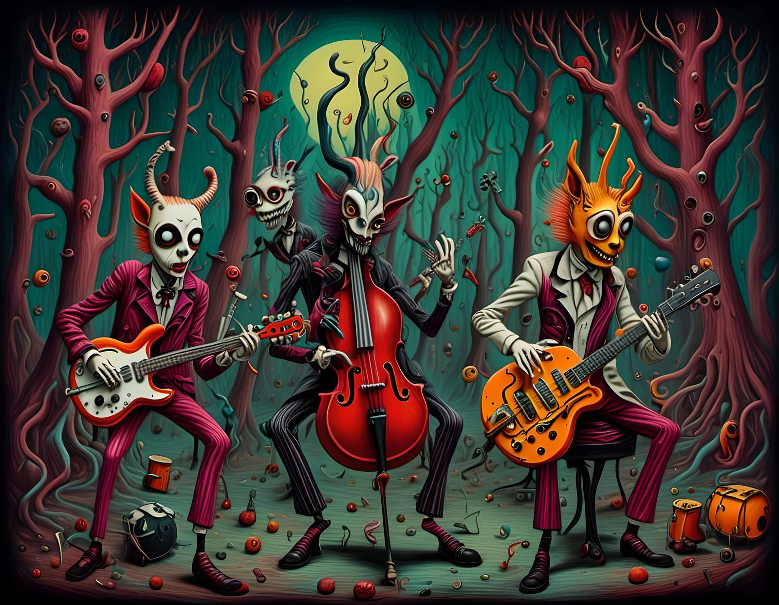 Psychobilly Band Concert in a Weird Forest