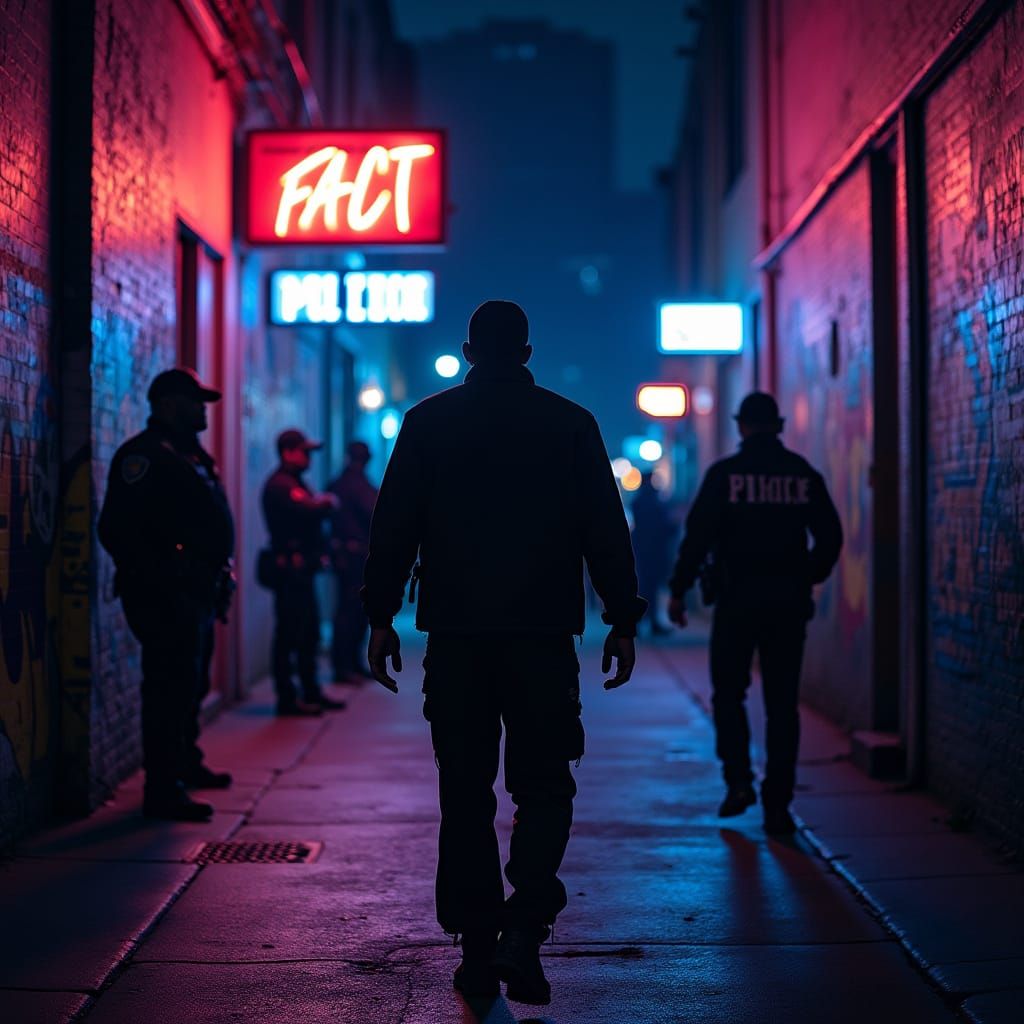 Rapper Walking Down Graffiti-Covered Detroit Street at Night