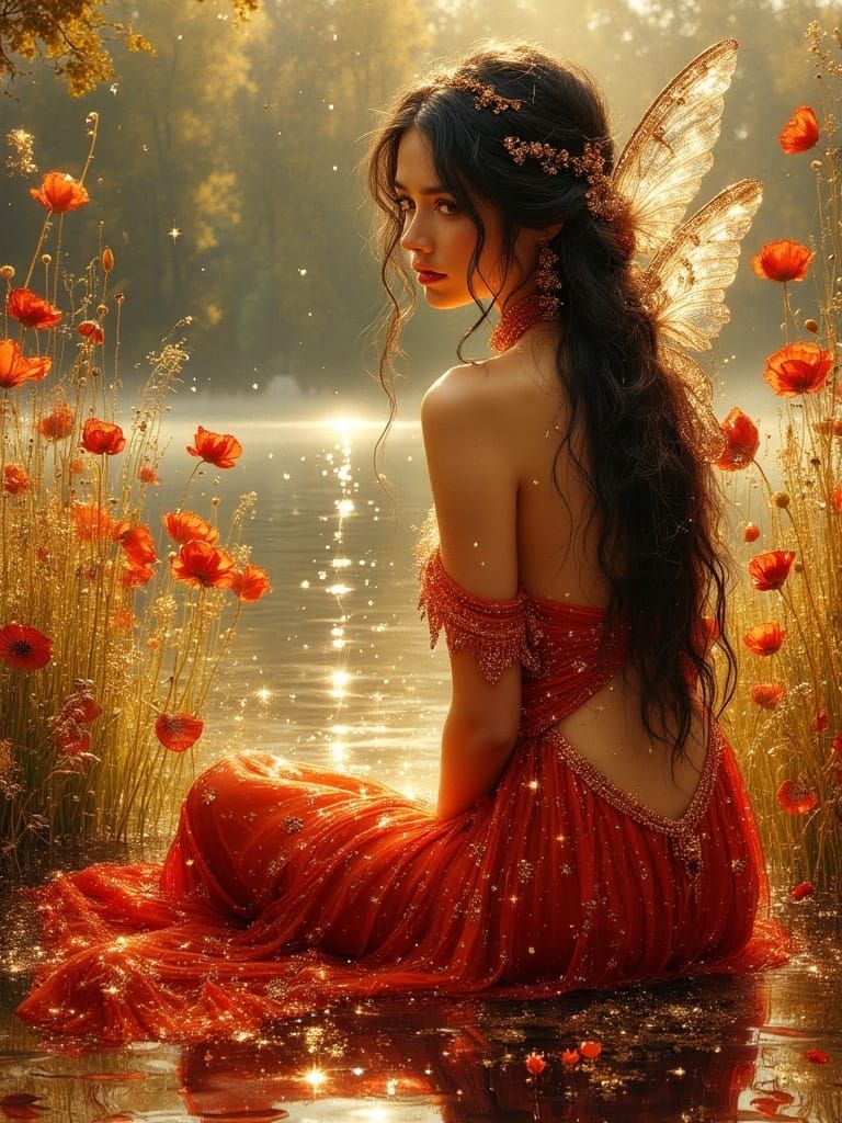 Ethereal Pre Raphaelite Beauty with Fairy Wings