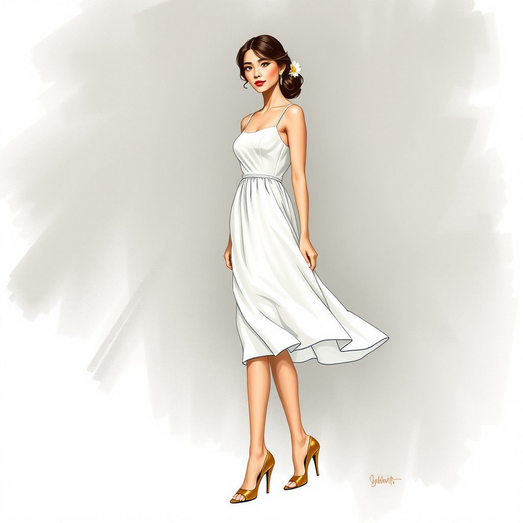 Elegant Woman Portrait in Whimsical Digital Art Style