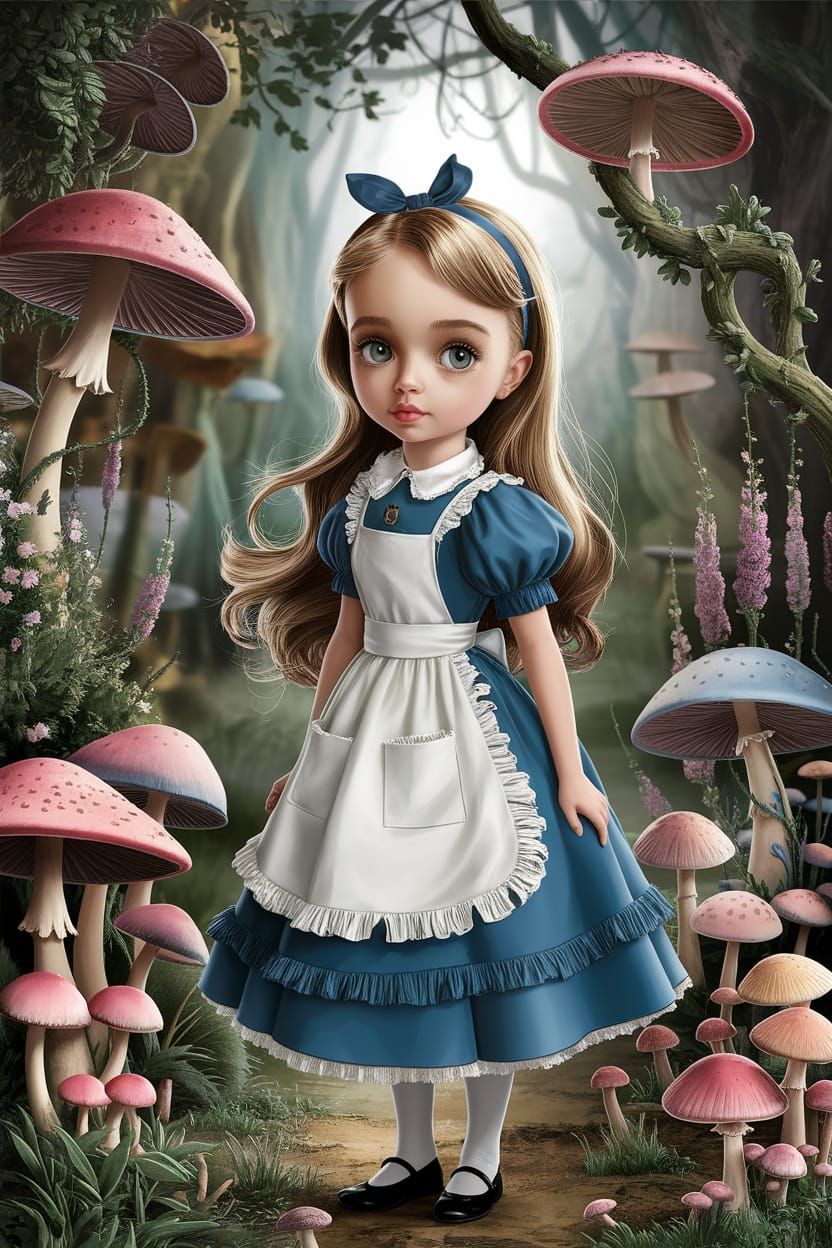 Enchanted Forest: Vintage Illustration of Alice in Wonderlan...