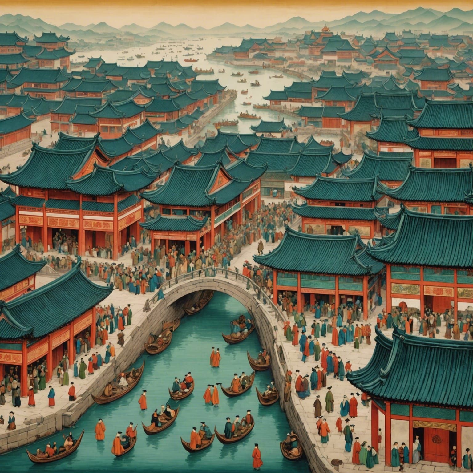 Bustling Qingming Festival in Northern Song Dynasty