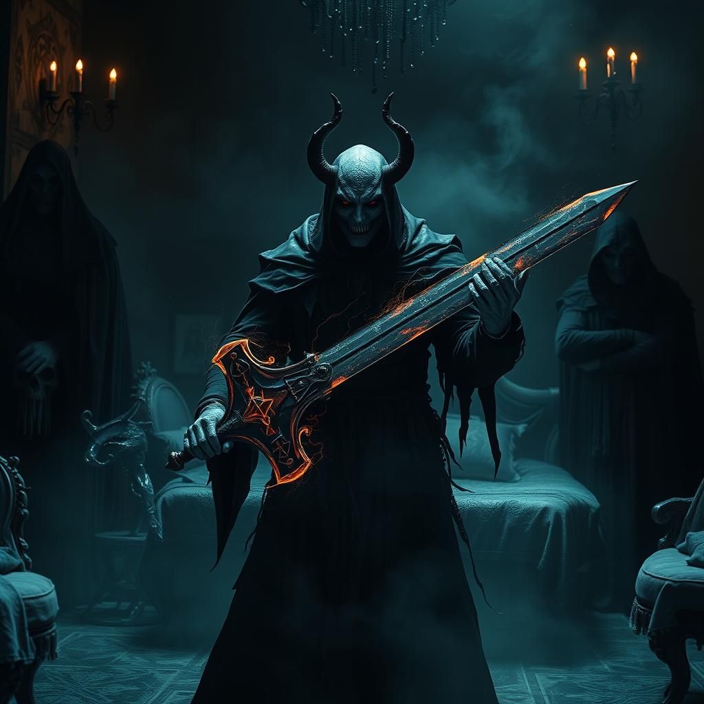 Ominous Figure with Corrupted Sword in Dreamworld