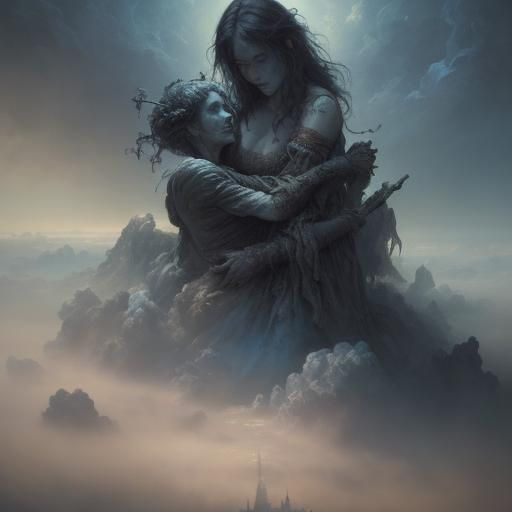 Celestial Mother and Child in Impressionist Gouache