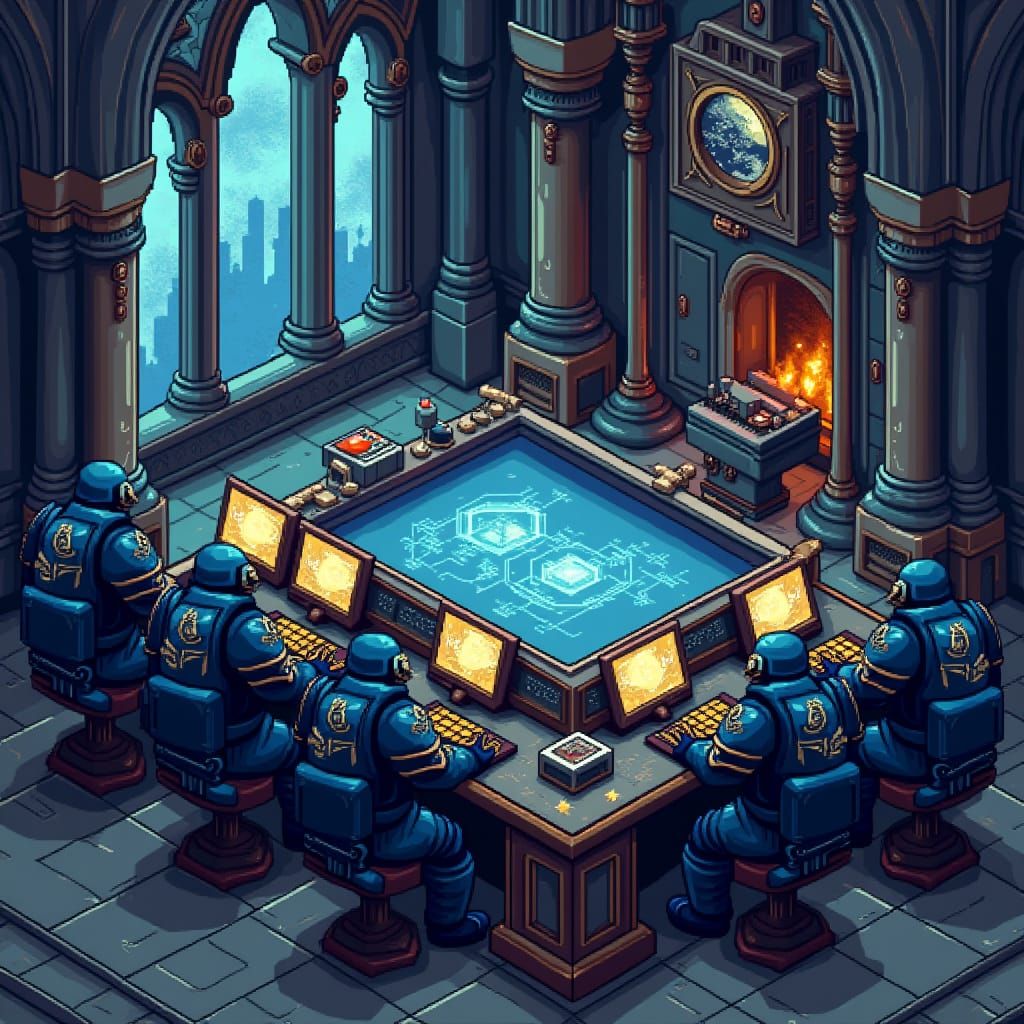 Ultramarines Command Center in 32-Bit Pixel Style