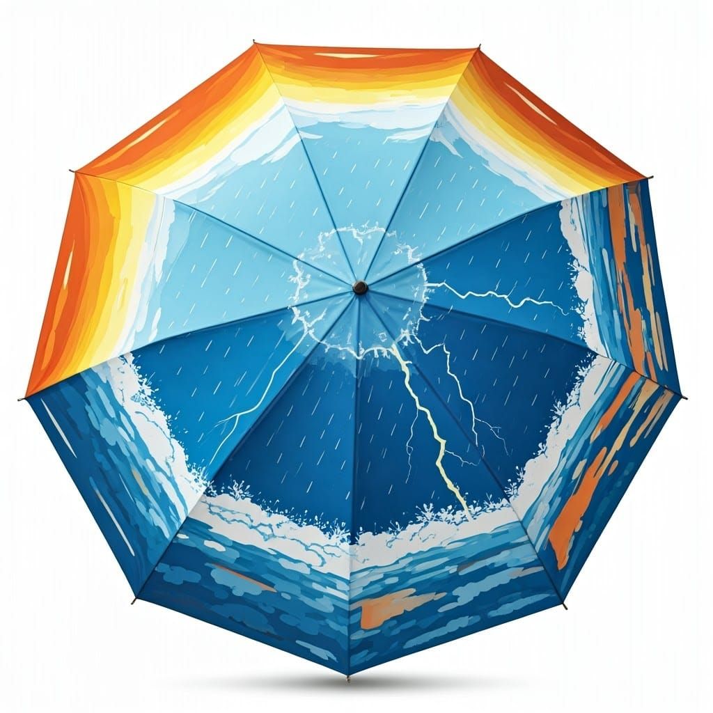 Cyclical Umbrella in Vibrant Weather Sequence