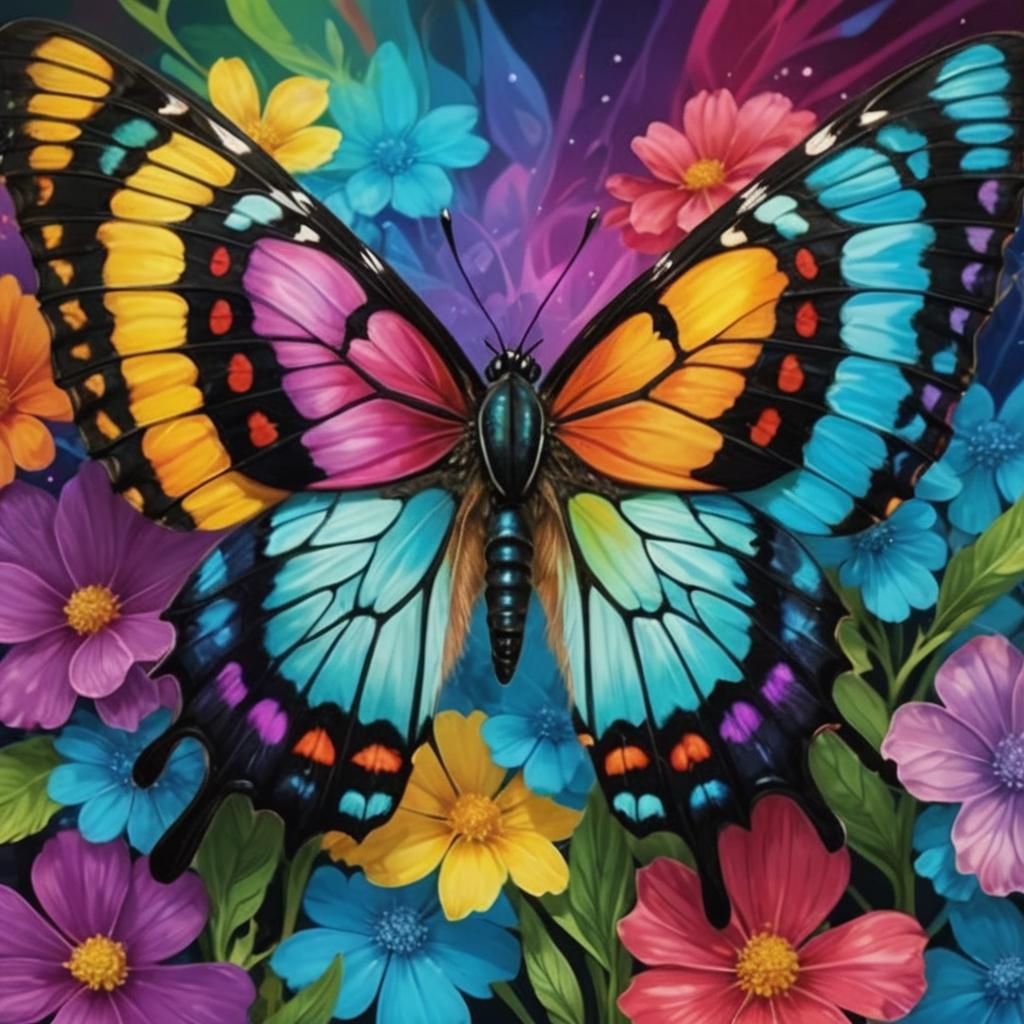Rainbow Butterfly Moth in Abstract Vector Art