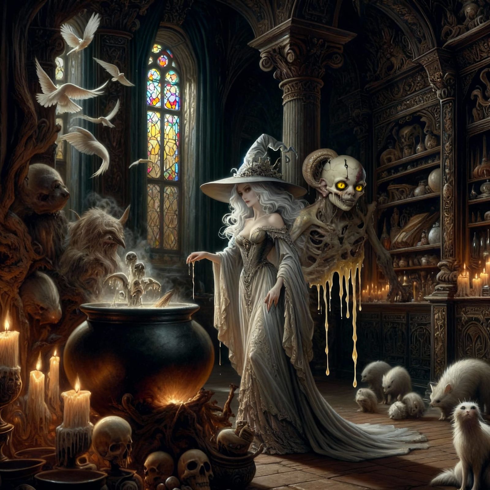 Witch and Zombie Encounter in Dark Fantasy Art