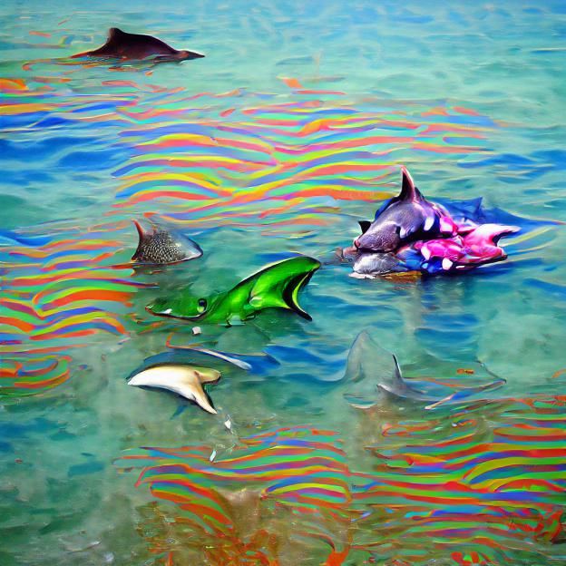 Sea Punk Dolphins and Sharks Digital Art