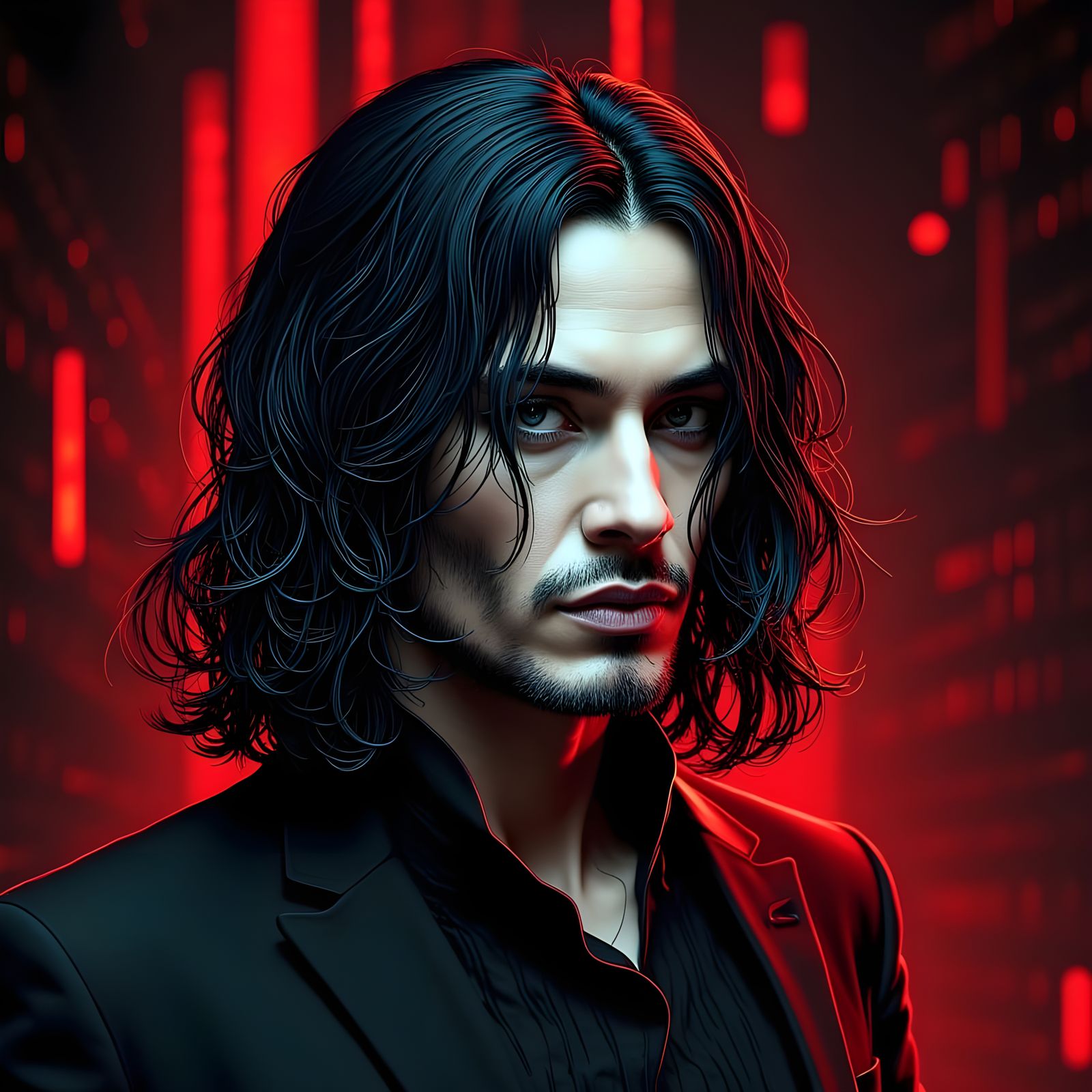 Cyberpunk Dracula Portrait in Gothic Style