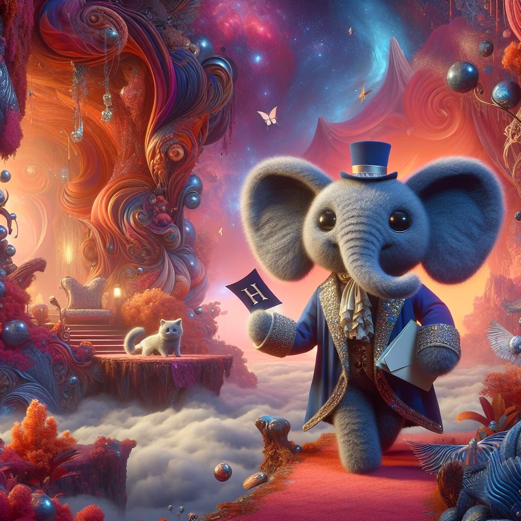 Elephant Mascot in Couture Fashion, Fantasy Concept Art