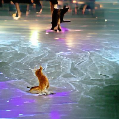 Cat Dancing on Ice: AI-Generated Image