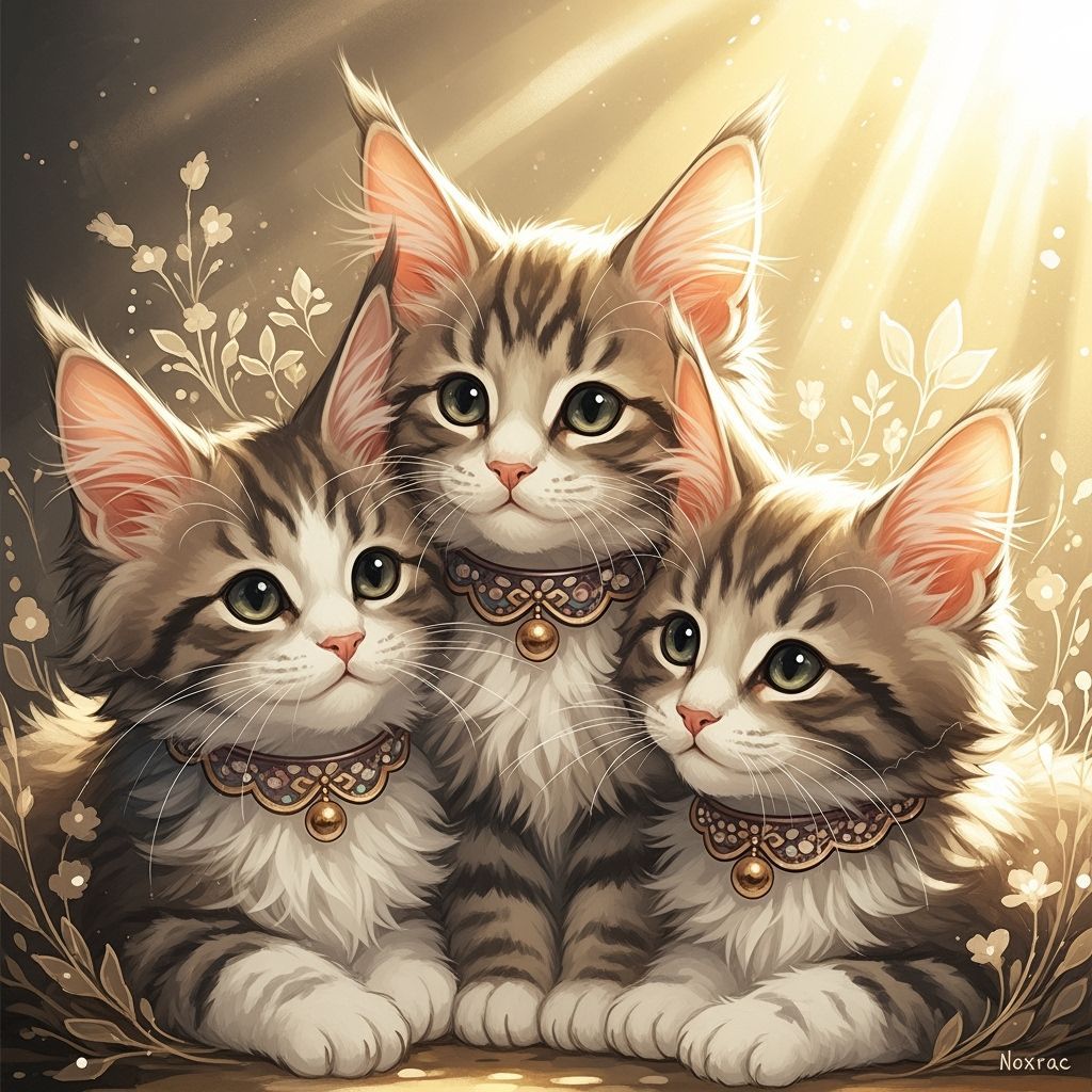 Maine Coon Kittens in Kawaii Style