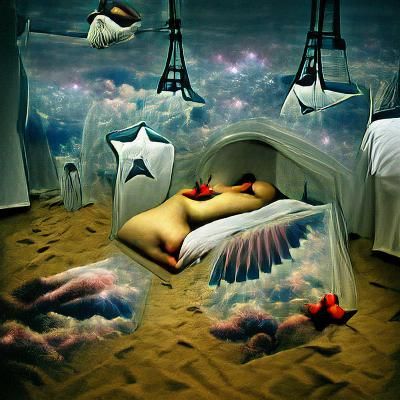 Angels Stargazing in Surreal Dreamscape