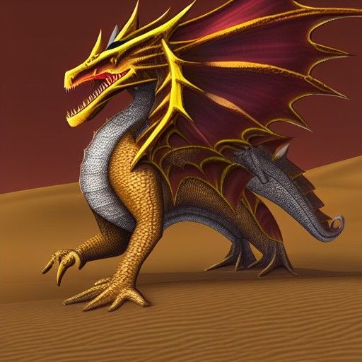 Desert Dragon Perched Atop Sandy Dune