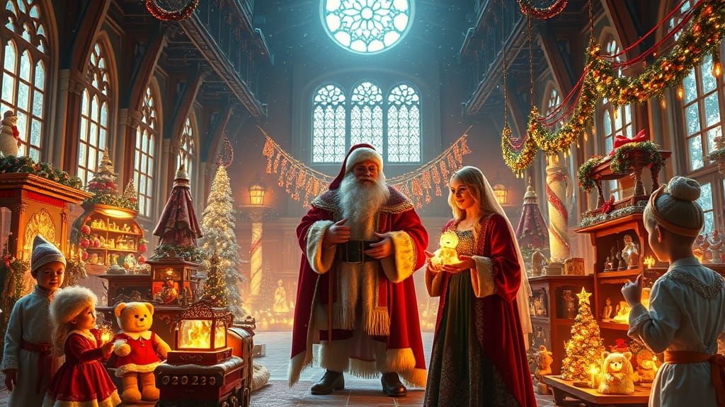 Magical Christmas: Santa's Toy Workshop in Fantasy Style