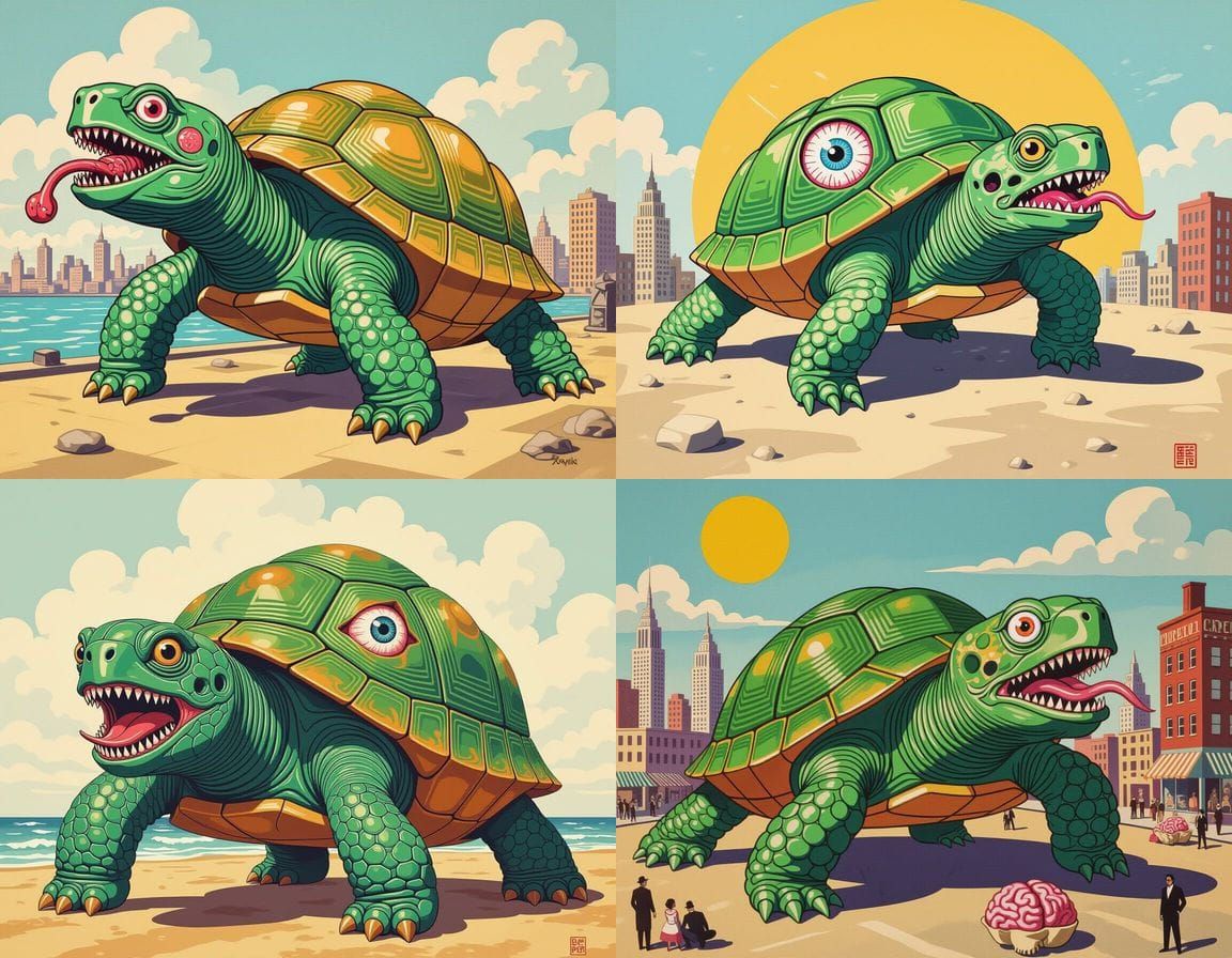 Surreal 1950s Creature in Art Deco Style