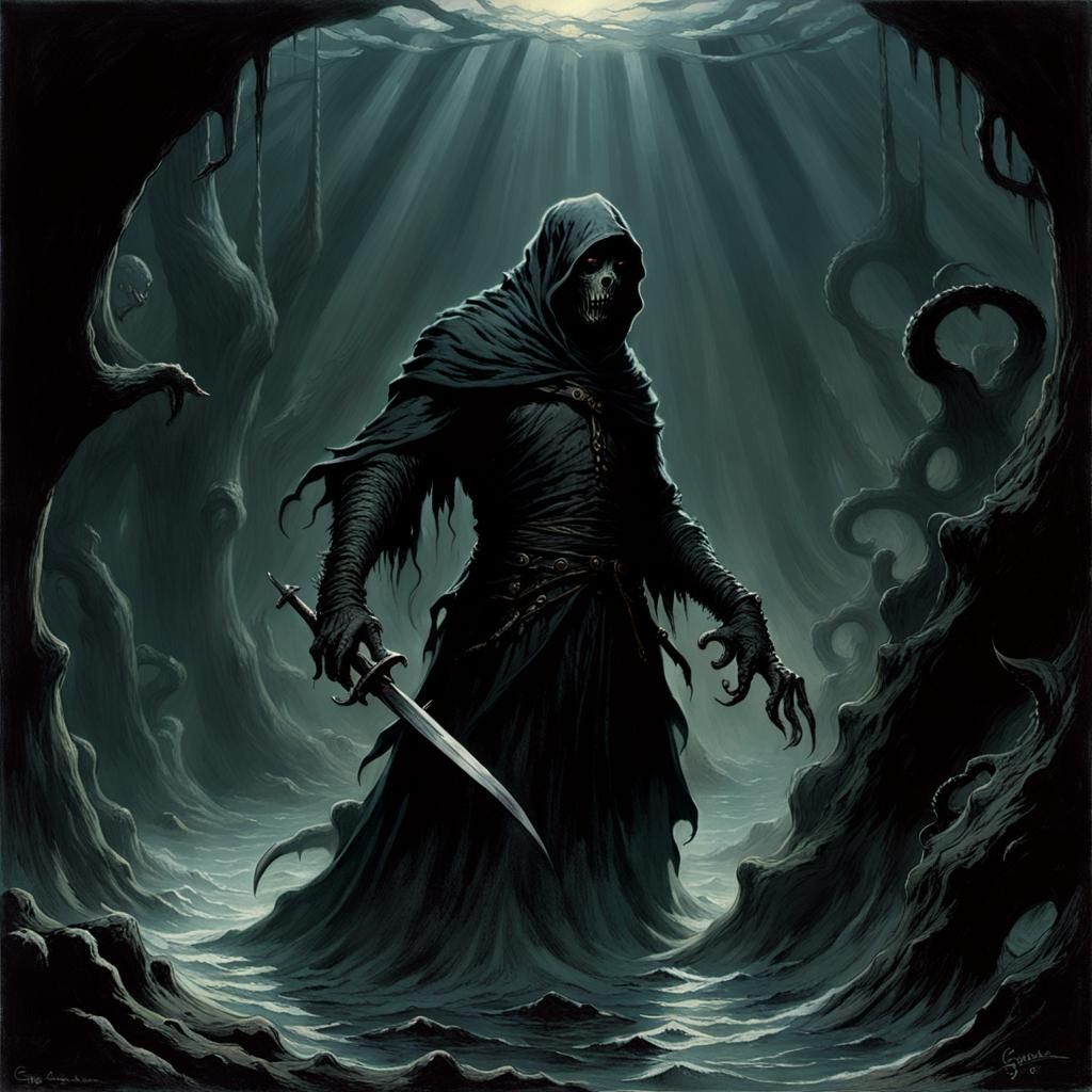 Dark Horror Creature Lurking in Shadows