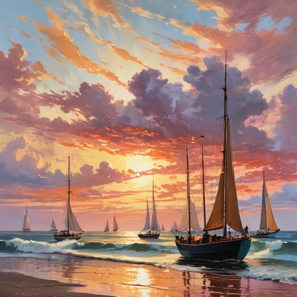 Breathtaking Sunset Impasto Painting with Vibrant Colors