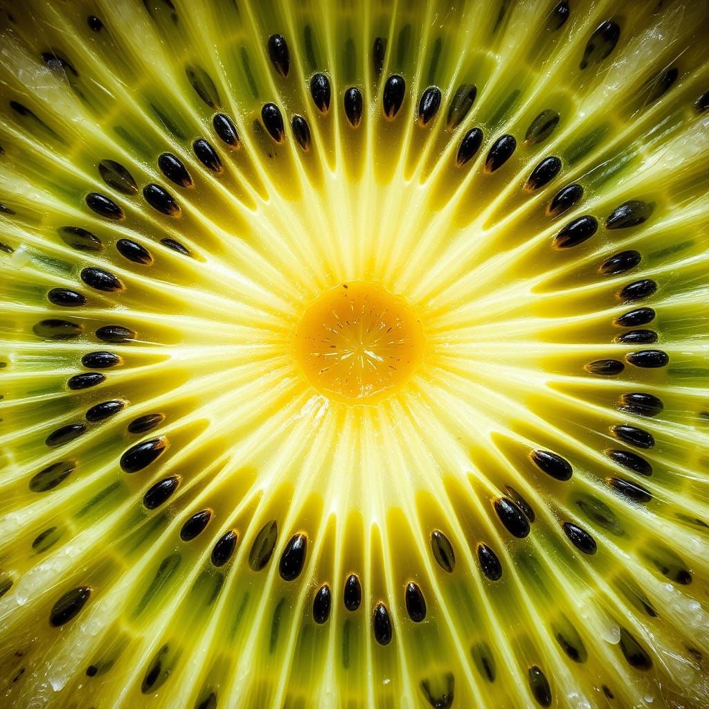 Kiwi Fruit Slices in Macro Photography