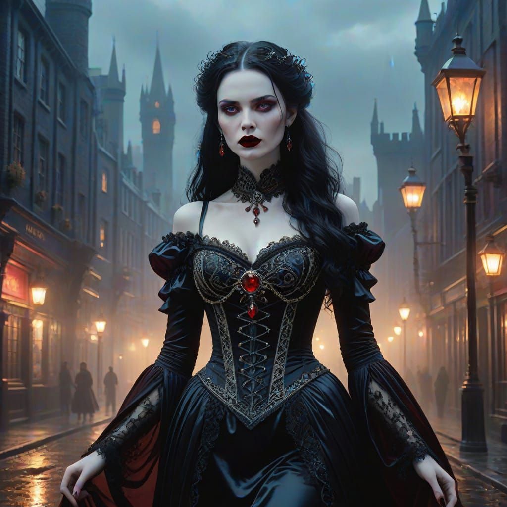 Sensual Vampire Queen Embodies Timeless Elegance in Gothic O...