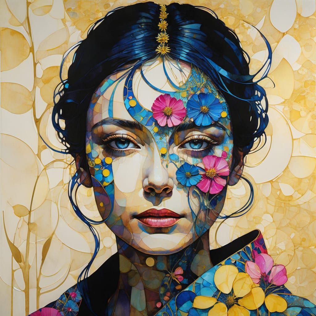 Vibrant Wildflower Abstract Art in Neon Hues