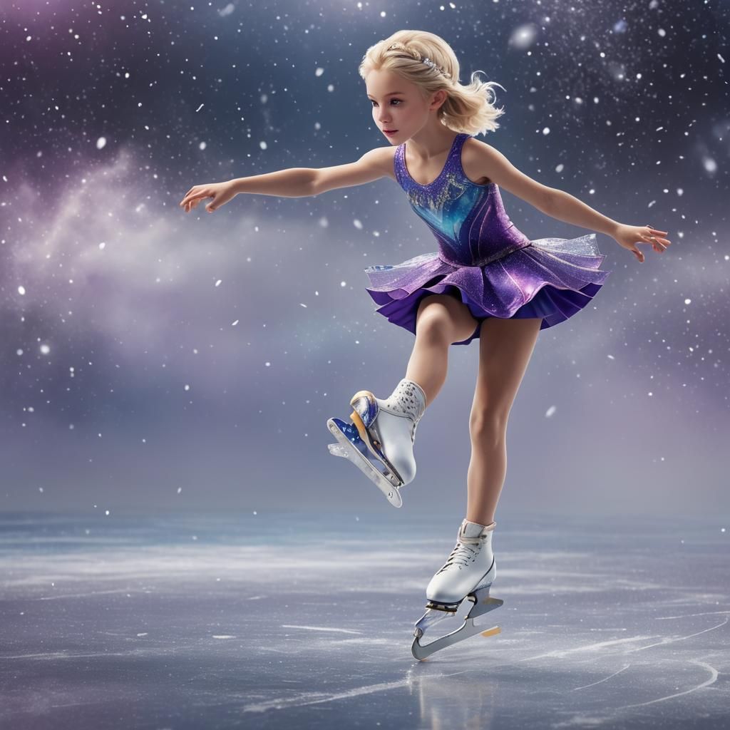 Ten-Year-Old Ice Skater in Detailed Fantasy Art