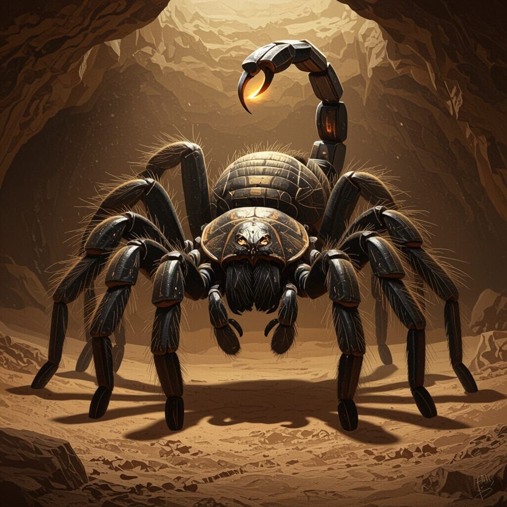 Colossal Desert Arachnid-Scorpion Hybrid Creature