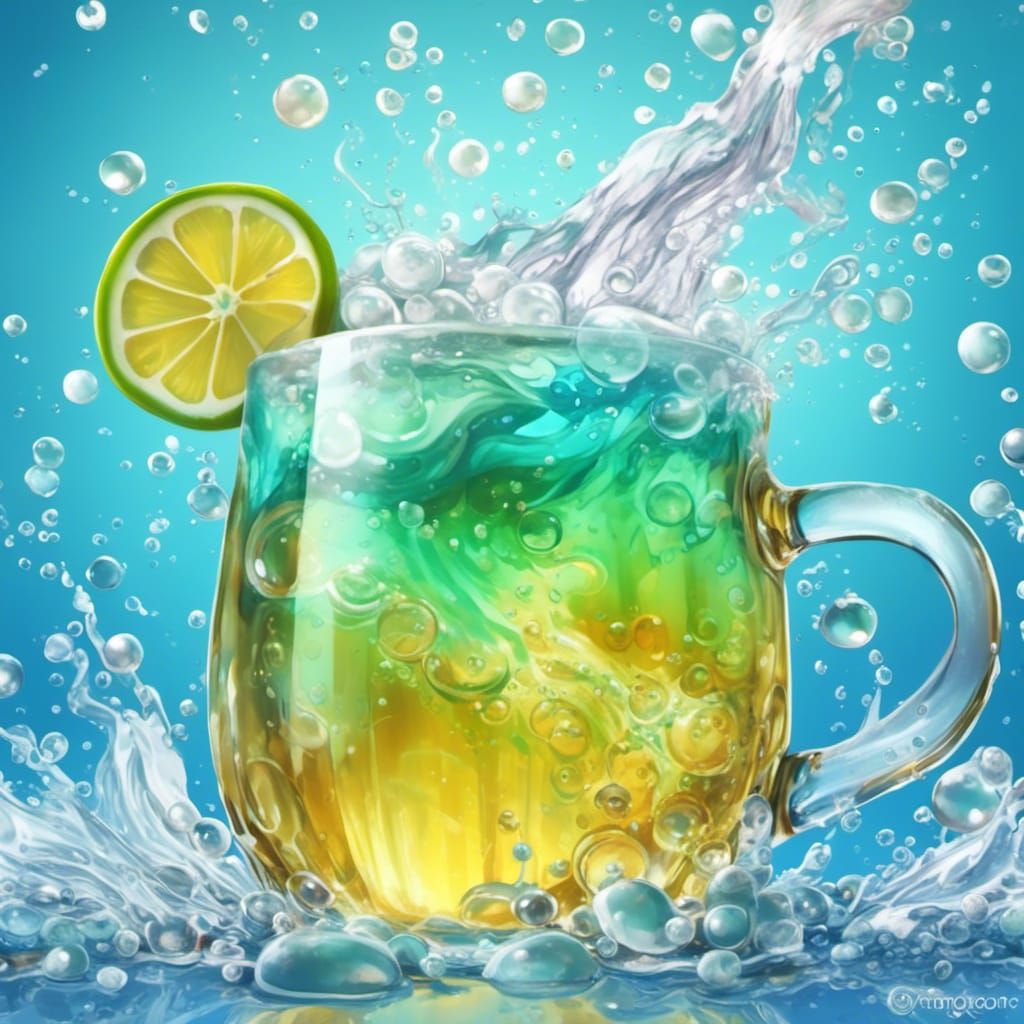 Effervescent Tropical Drink Swirling in Crystal Tankard