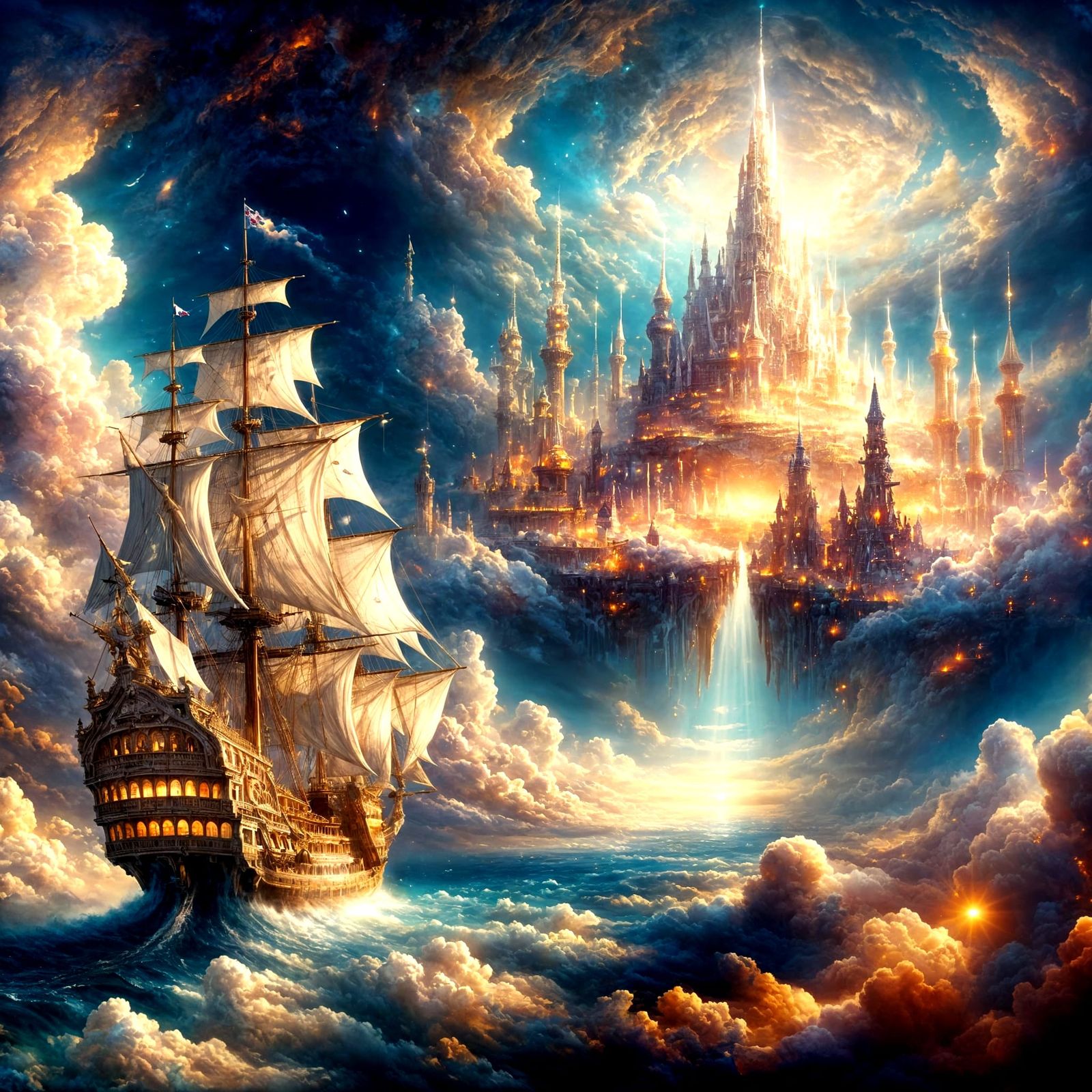 Celestial Galleon Sailing to Floating City