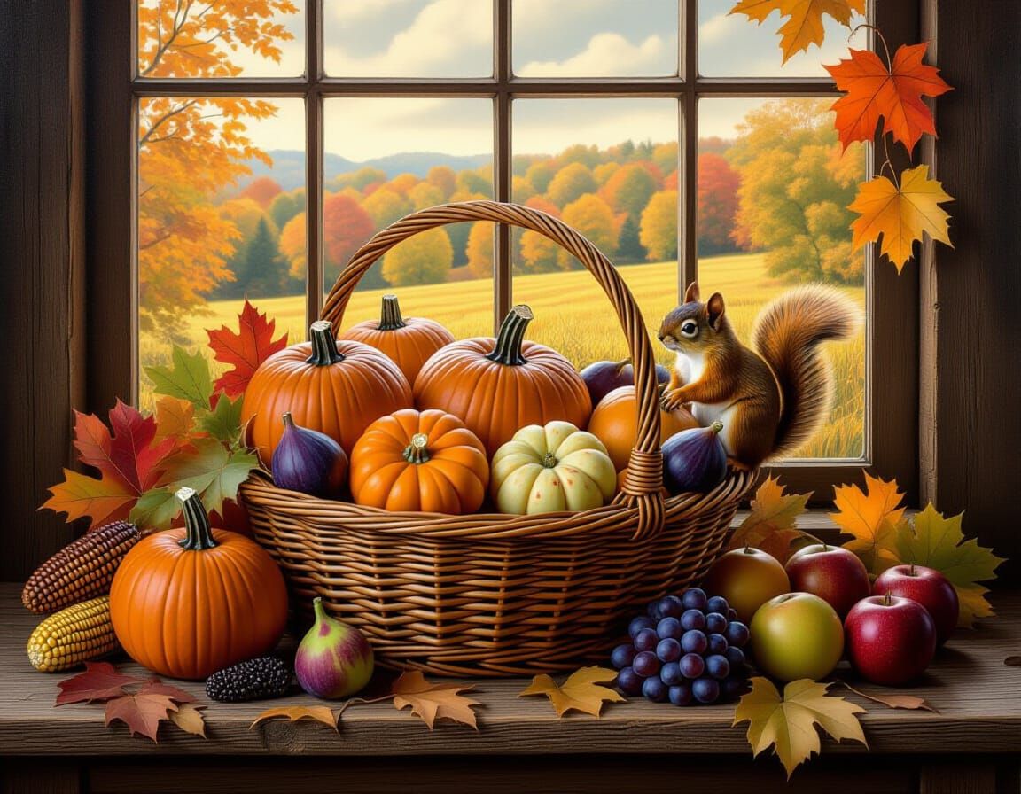 Baroque harvest with squirrel