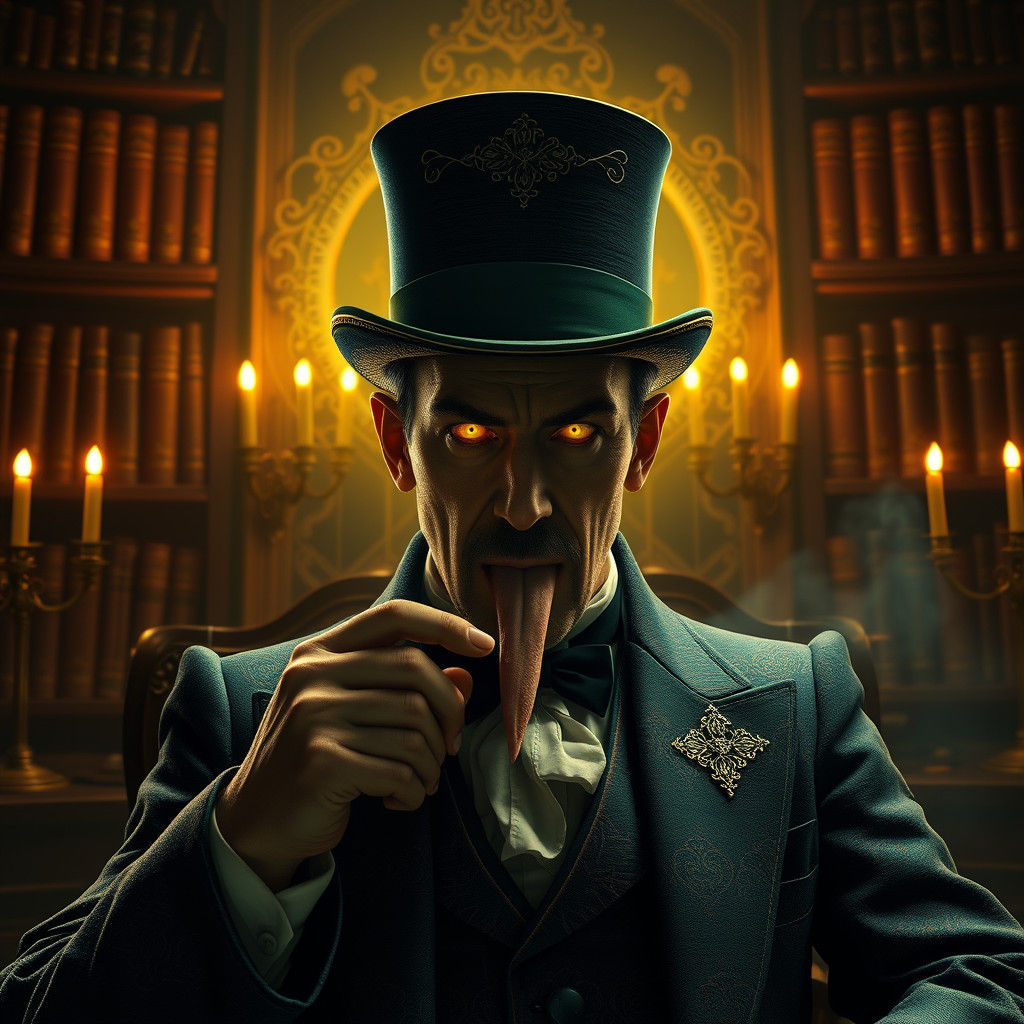 Victorian Professor in Lavish Study, Surreal Art