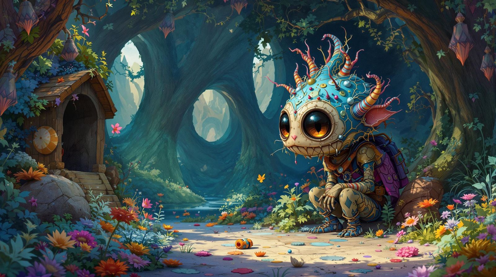 Enchanted Realist Figure in Whimsical Landscapes