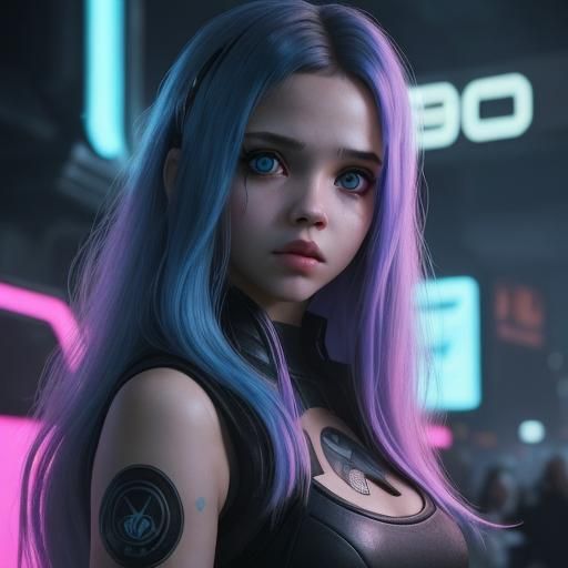 Cyberpunk Portrait of a Woman with Blue Eyes