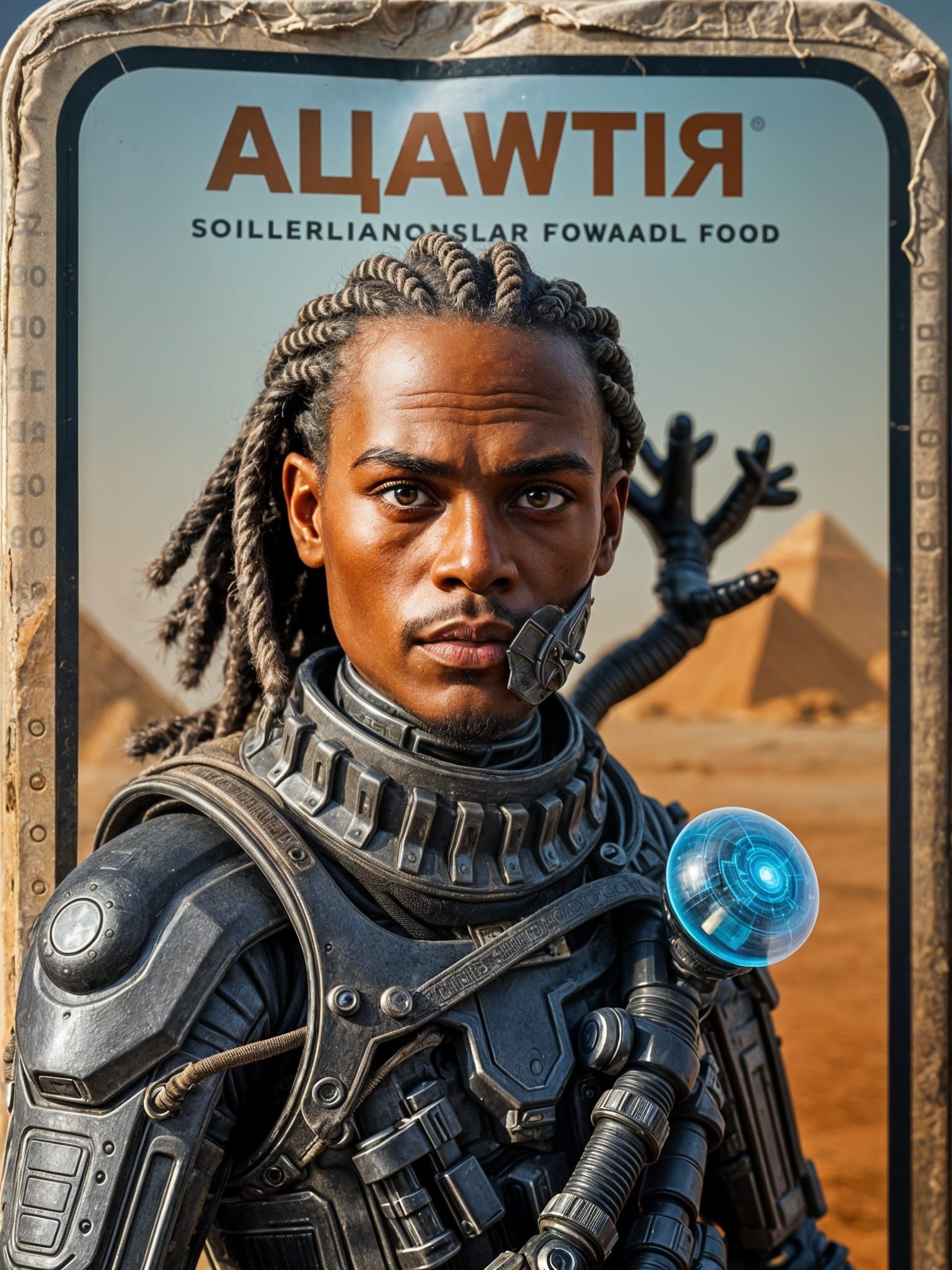 Afrofuturist Desert Nomad in Solar-Powered Exoskeleton