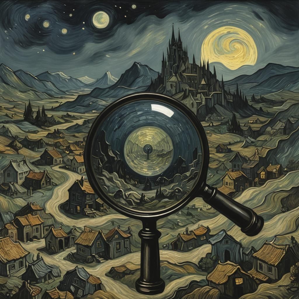 Magnifying Glass Reveals Earth in Post-Impressionist Style