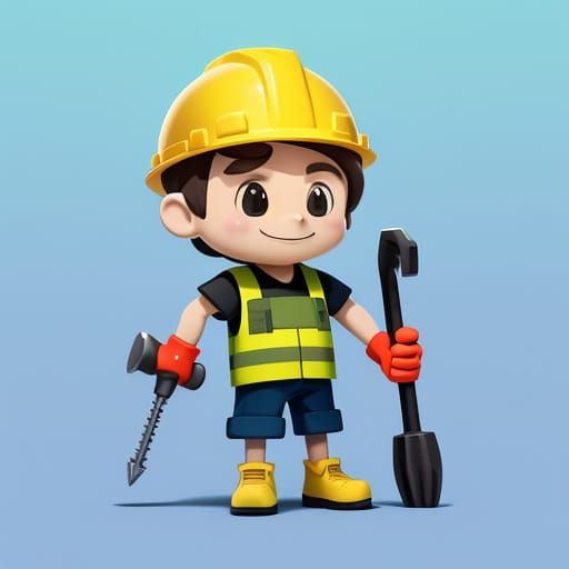 Chibi Handyman Ant in Whimsical Workshop