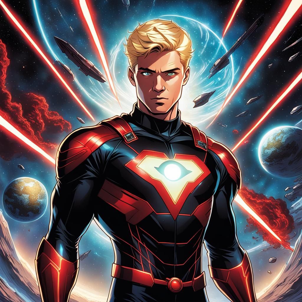 Teen Superhero Flies Through Galactic Universe: Comic Book A...